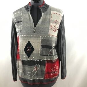 LizGolf Gray & Black Christmas Sweater